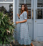 Rayon printed women's kurta for parties, short sleeves, stylish designer Indian dress from HAVYA creation
