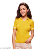Yellow cotton blend short sleeve women's t-shirt by Bombay High, perfect for casual wear