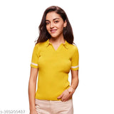 Yellow cotton blend short sleeve women's t-shirt by Bombay High, perfect for casual wear