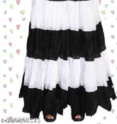 Black and white rayon skirt for women, solid pattern, various sizes available from XS to XXL