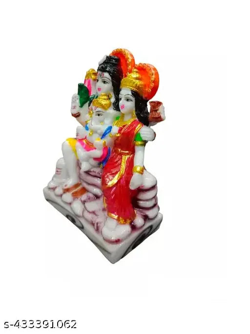 Poly resin Shiva family statue, spiritual puja Vastu, Lord Shiv Parivar Idol featuring Shiva and Parvati, dimensions: 6.5cm L x 12cm H x 7cm B