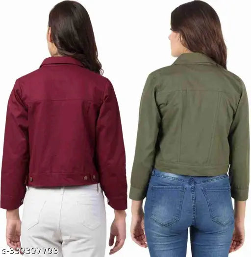 Trendy denim jackets combo for girls (2pc), solid color, 10-16 years, made in India