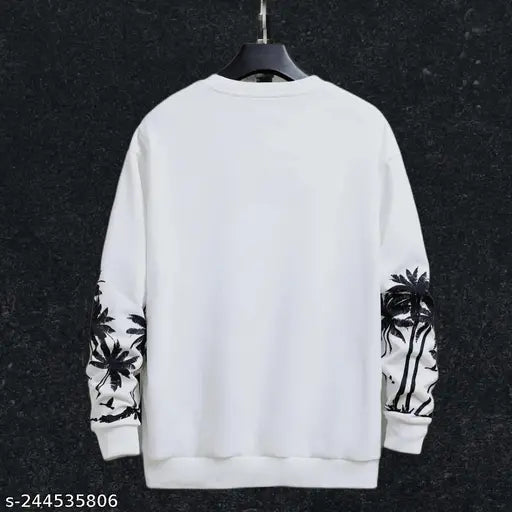 White, printed cotton lycra unisex round neck T-shirt with long sleeves, perfect for men's fashion. Made from premium quality fabric, great for summer wear