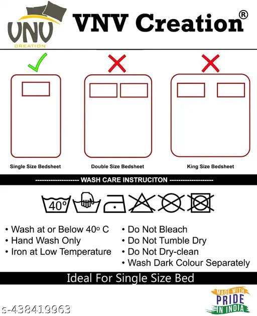 Jaipuri cotton single bedsheet combo pack, 2 bedsheets with 2 pillow covers for summer - VNV Creation