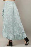 Flower print ruffle rayon skirt for women, soft fabric, enhances fashion, sizes 28-34, Indian origin