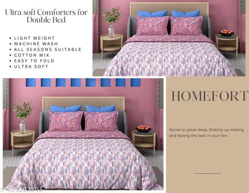 Abstract cotton comforter set, Homefort brand, free size (85in x 88in), high-quality 100 thread count