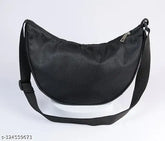 Black and olive BIZA Collection dumpling crossbody shoulder bag, lightweight polyester sling bag for travel and shopping with zipper closure, solid net pattern, free size (12x6x3 in), India-made