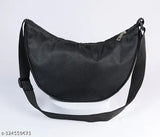 Black and olive BIZA Collection dumpling crossbody shoulder bag, lightweight polyester sling bag for travel and shopping with zipper closure, solid net pattern, free size (12x6x3 in), India-made