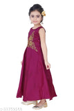 Silk blend sleeveless embroidered net frock dress for girls (3-4 yrs - 9-10 yrs), Indian-made party wear