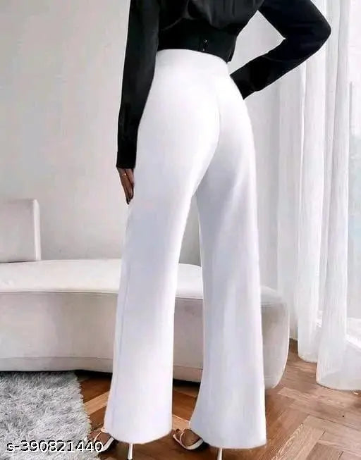 White/Black stretchable cotton blend bootcut yoga pants for women, western-inspired bellbottom style