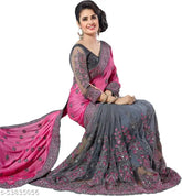 Georgette Saree with Dhupion Blouse, Vichitra Silk, Embroidered, Trendy Daily Wear