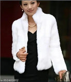Wool trendy furr jacket, solid pattern, long sleeves, size S-XL