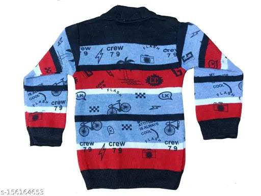 Boys and Girls agile fancy wool sweater, full sleeves, regular fit - vibrant daffodil yarn, breathable winter essential