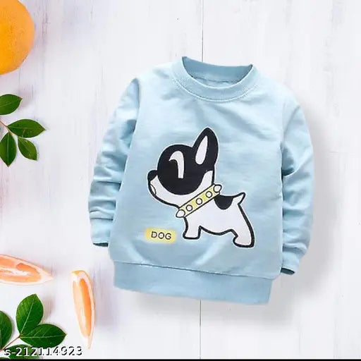 Cotton blend kids sweatshirt for boys with dog print, long sleeves and 100% original Cottbray design