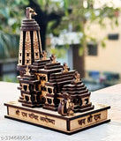 Wooden small Ayodhya Mandir, ideal for home decor and pooja. Handcrafted wooden Ram temple with a dimension of 5cm x 9cm x 11cm, perfect as a gift or showpiece. Made by Daridra Bhanjan, originating from India