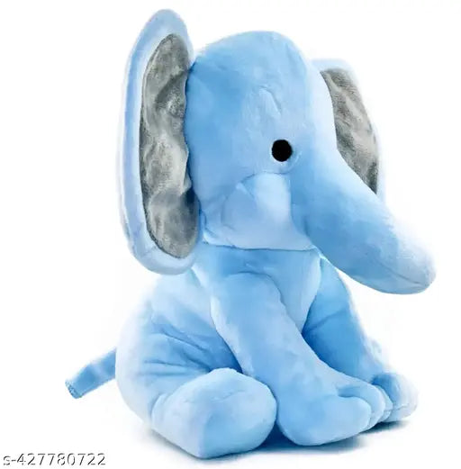 Blue plush elephant toy MR. PAL TEDDY, soft sitting decor for kids (30 cm), India-made fabric net