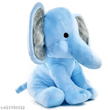 Blue plush elephant toy MR. PAL TEDDY, soft sitting decor for kids (30 cm), India-made fabric net