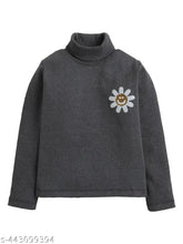 Black acrylic embroidered net modern top pullover sweater for girls, long sleeves, sizes range from 3-4 years to 13-14 years, origin India