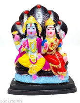 Polyresin Chaturbahu Vishnu Laxmi Murti, Indian idol for home pooja, 5-inch statue with Shesh Naag, 3cm x 10cm x 12cm