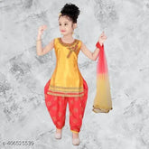 Ethnic girls' patiala suit set, silk blend, embroidered design, festival wear, Indian handcrafted