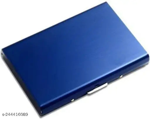 Black aluminum men's two-fold wallet with RFID, holds 6 cards, solid design, 10cm x 7cm, perfect for everyday use