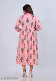 Rose print rayon Anarkali kurti for women's ethnic wear, trendy and stylish