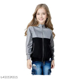 Colorblocked polyester blend kids jackets for ages 4-11, vibrant design with long sleeves and mesh inserts