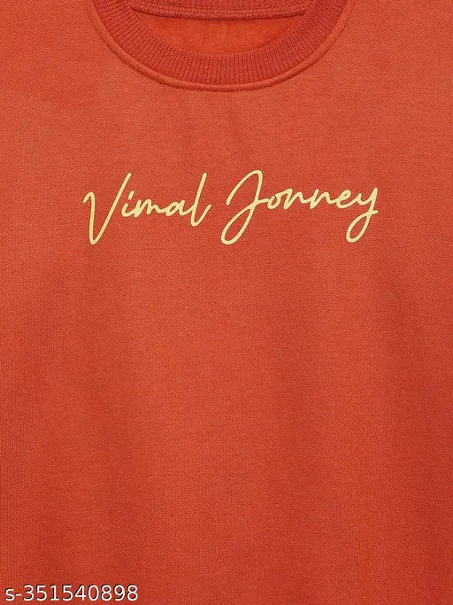 Rust printed round neck cotton fleece sweatshirt for girls, long sleeve cotton blend with fun patterns, popular choice for kids fashion in various sizes from India