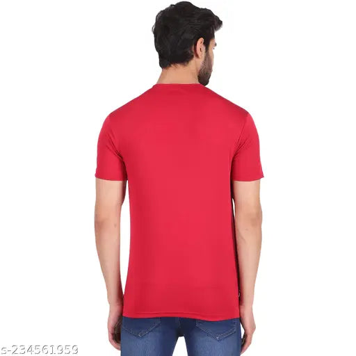 Men's Dri-Fit Solid T-Shirt Combo (Mustard, RBlue, SGreen, Red) - High-quality polyester, perfect for sports & casual wear