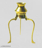 Brass pooja plate thali with brass Shivling stand tripai and abhishek kalash lota for Shiv Pooja - 12cm x 14cm x 12cm, brass Shivalingam stand for Jalabhishek without Shivling, India origin