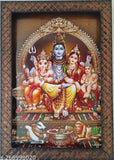 Synthetic Resin, Indian-origin 9x12 inch family photo frame featuring Lord Shiva, Parvati, Ganesh, Kartikeya & Murugan