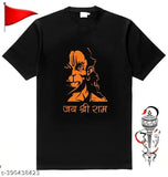 God Hanuman printed cotton blend round neck religious t-shirt, Jai Shree Ram typography on premium quality Indian made product