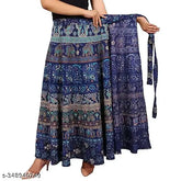 Cotton Sanganeri Jaipuri print women's long wrap skirt, vibrant Indian fashion