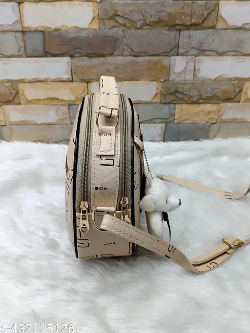 Embellished suede casual sling bag (N), 3 compartments, free size (9in L x 3in W x 7in H) - stylish accessory for women, Made in India