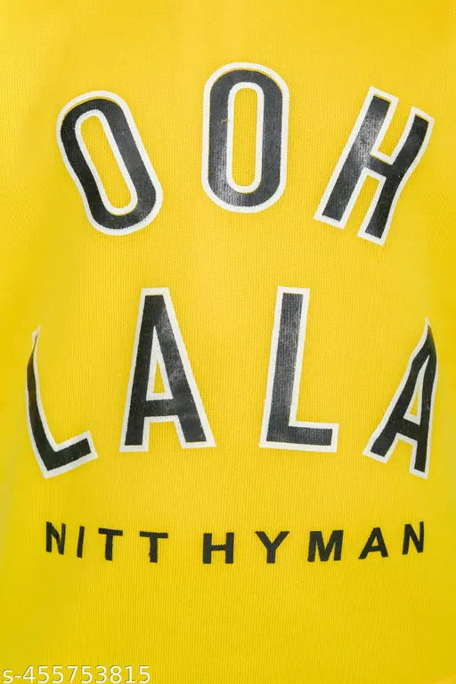 Yellow wool long sleeve kids' printed hoodie sweatshirt by Lalcollection, ideal for birthdays and celebrations