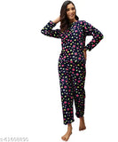 Women's Woolen-Fleece Fur core Velvet Winter Pyjama Set (M, L, XL, 2XL), vibrant printed design, premium quality Indian fabric