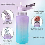 Purple Tritan plastic sipper water bottle, 2L capacity with measuring scale, leak-proof and portable design - ideal for gym, office, or outdoor activities