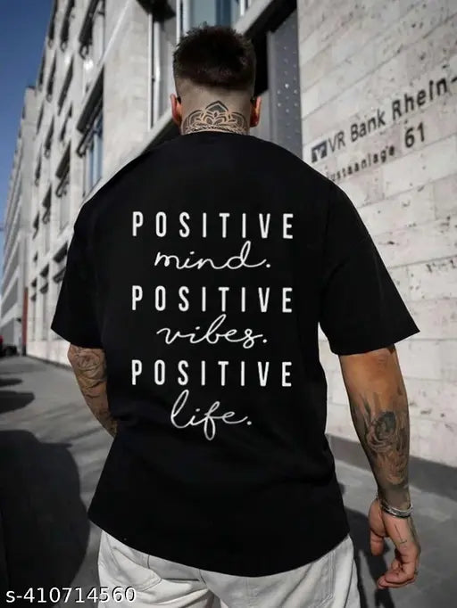Veroconic men's graphic cotton blend t-shirt, oversized fit with solid print design on the back