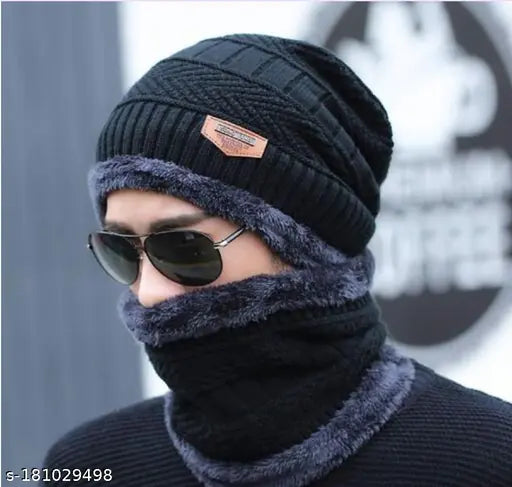 Woolen winter balaclava cap, trendy fur-net pattern, pack of 1 from India