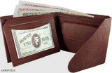 Brown genuine leather men's & women's wallet (7 card slots), chic, hand-stitched design, organizer, India origin