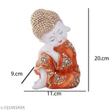 Resin Buddha baby monk statue, meditating posture for home or office decor, 4x8x4 inches, handcrafted in India
