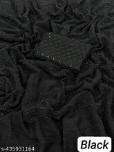 Striped Georgette saree with fur woven pattern, single piece in chiffon fabric, India origin