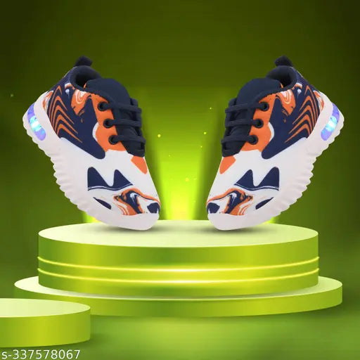 Orange EVA LED casual shoes for outdoor activities, ideal for kids' parties and festivals