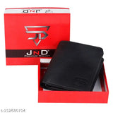 Black faux leather mini wallet for men's fashion, solid design with 6 slots and coin pocket, free size (12cm x 9cm), gift box included, made in India