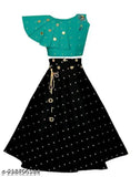 kids pink embellished taffeta lehenga, choli & dupatta set - Indian ethnic wear for girls party