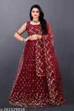 Stylish designer net lehenga with heavy sequin work and worked blouse (unstitched), Indian party wear