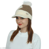 Colorblocked wool beanie, soft and snow-proof with pom poms (inside fur), ideal for women & girls. Perfect for cold weather activities