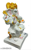 Marble dust white Ganesha idol, decorative statue with intricate detailing - 7