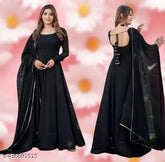 Georgette A-line Anarkali Kurta with Dupatta, ideal for parties and festivals. Long, 3/4 sleeved, midi length dress for women