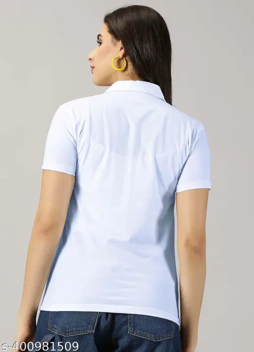 Purple cotton blend polo t-shirt for women, perfect summer wear